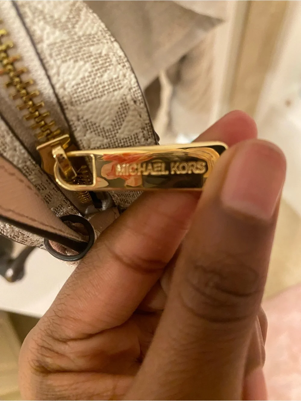 Michael Kors Pink and Vanilla Logo Crossbody Bag